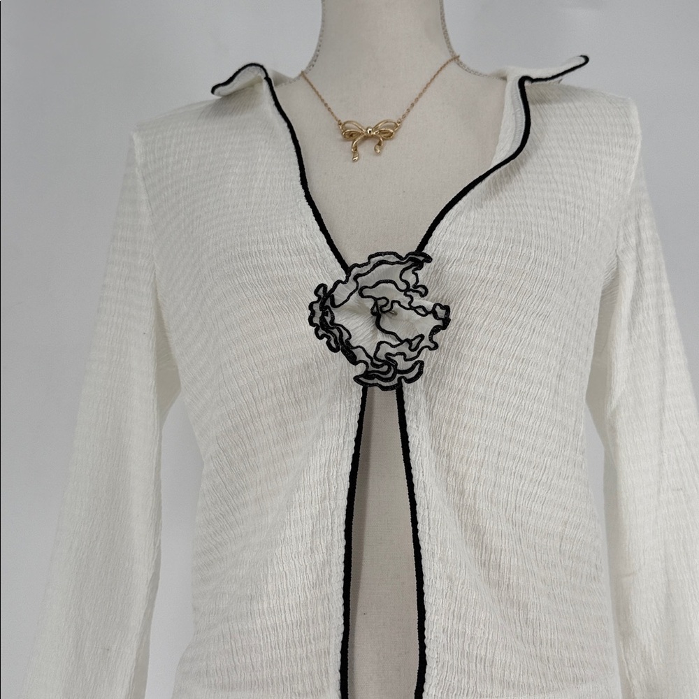 Maeve Rosette Collared Open-Front Top Size Xs - image 7